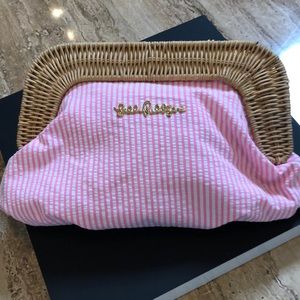 Lilly Pulitzer summer pink striped clutch